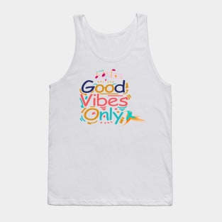 Good Vibes with colourful bird and music tones. Tank Top